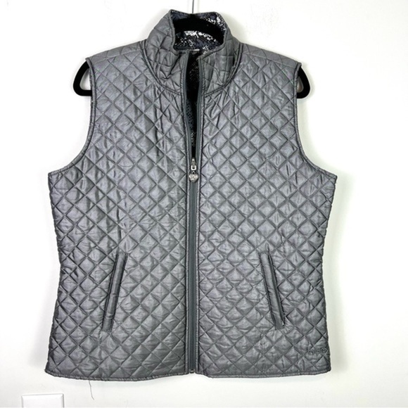Three Hearts Vest womens grey quilted reversable lightweight comfortable - Picture 1 of 9